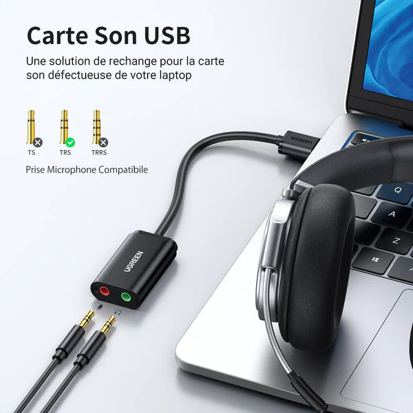 Adaptateur Ugreen USB-A vers 3.5 mm audio Stereo (30724)