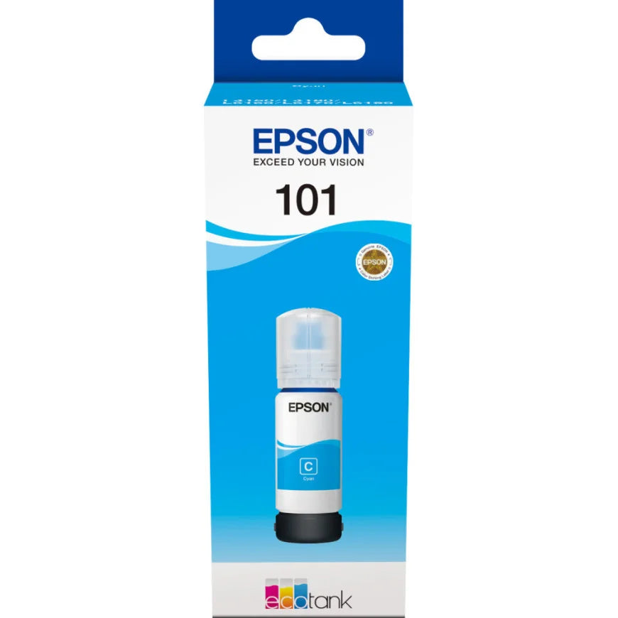 Bouteille d’encre 101 Cyan Epson EcoTank d’origine (C13T03V24A)