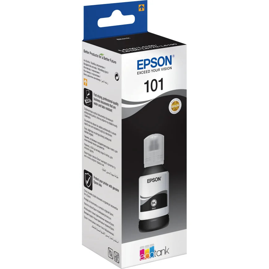 Bouteille d’encre 101 Noir Epson EcoTank d’origine (C13T03V14A)