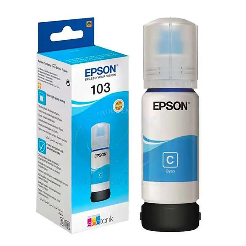 Bouteille d’encre 103 Cyan Epson EcoTank d’origine (C13T00S24A)