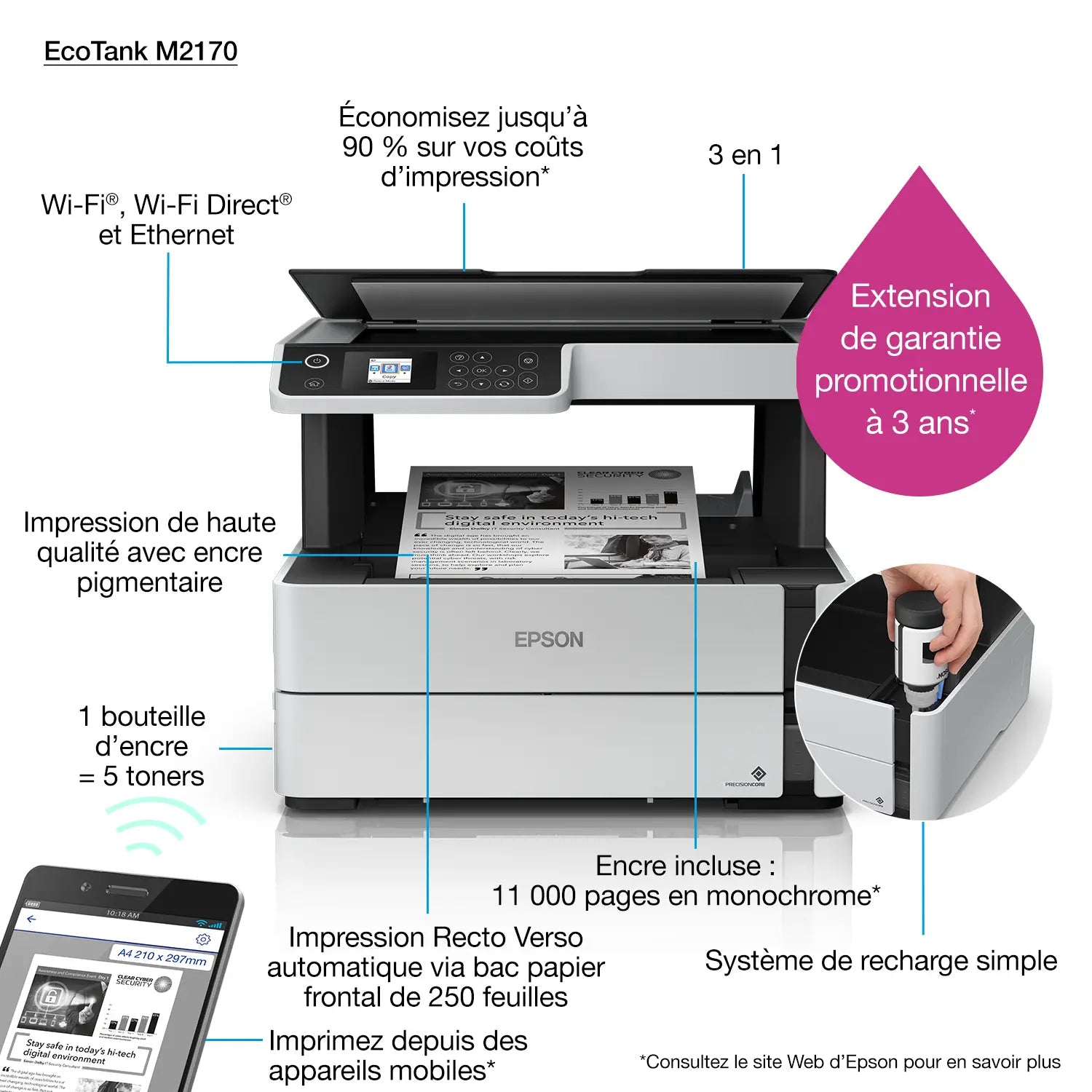 Epson EcoTank M2170 Imprimante à réservoirs rechargeables (C11CH43403)