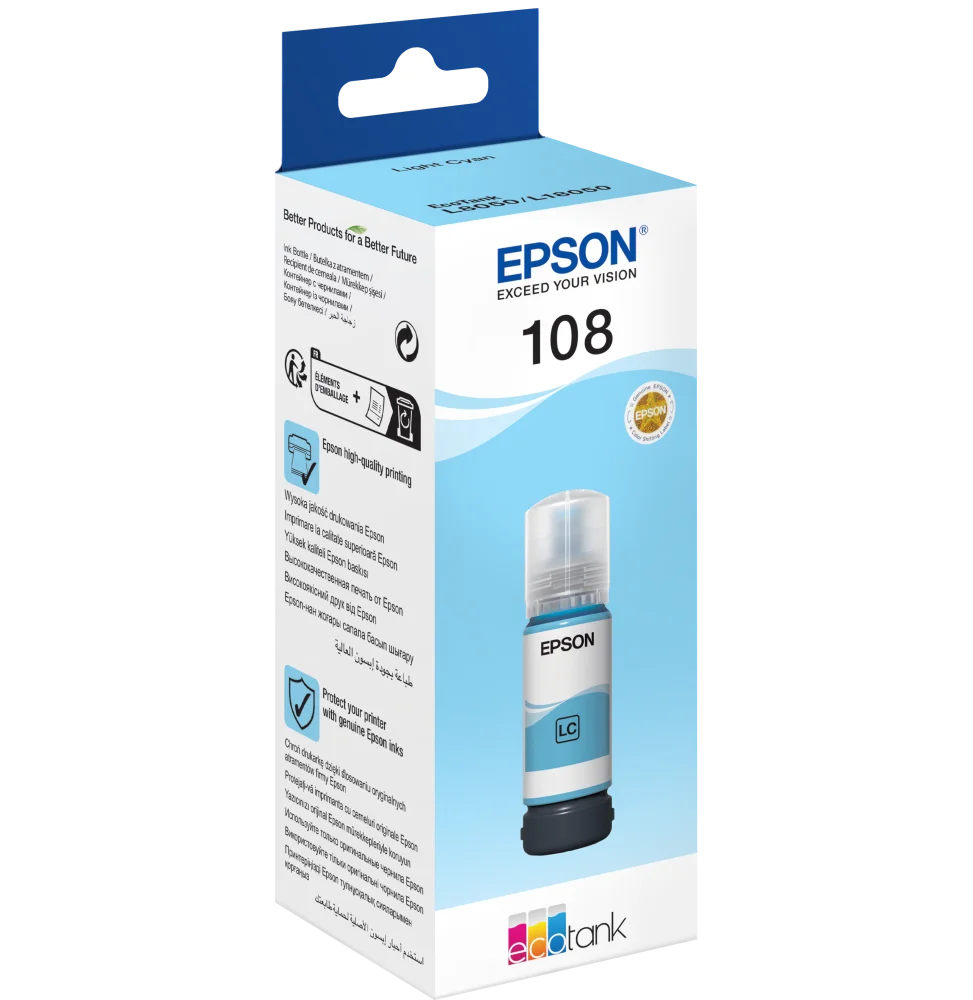 Epson 108 Cyan clair Bouteille d’encre d’origine (C13T09C54A)