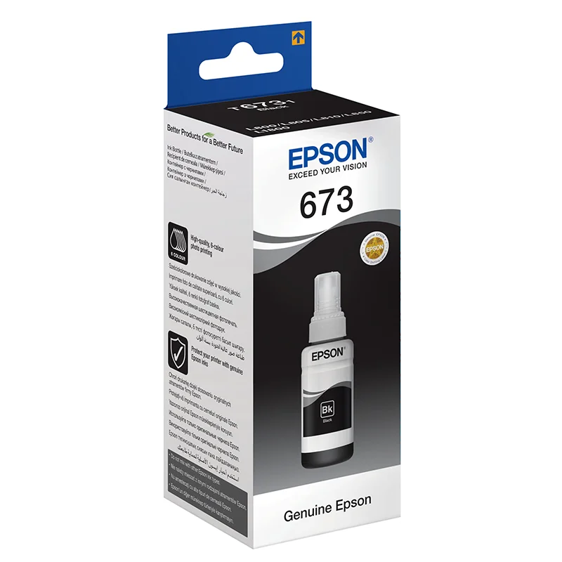 Epson 673 BK (T6731) Noir Bouteille d’encre d’origine