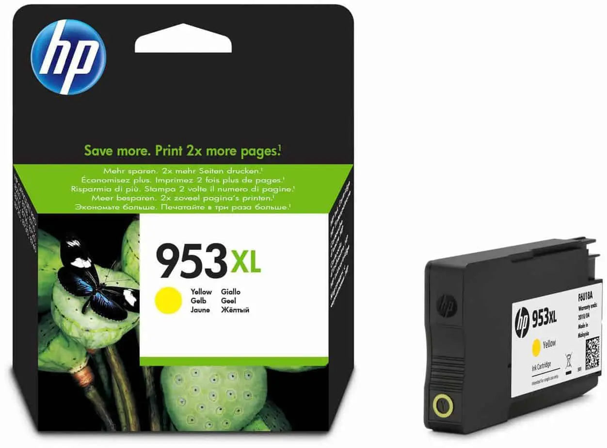 HP 953XL Jaune Cartouche d’encre XL d’origine (F6U18AE)