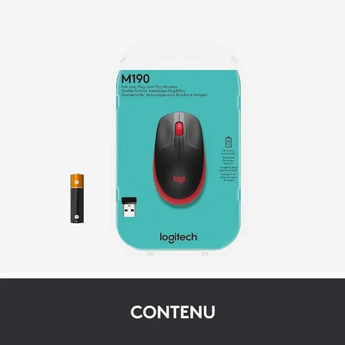 Souris sans fil Logitech M190 Rouge (910-005908)