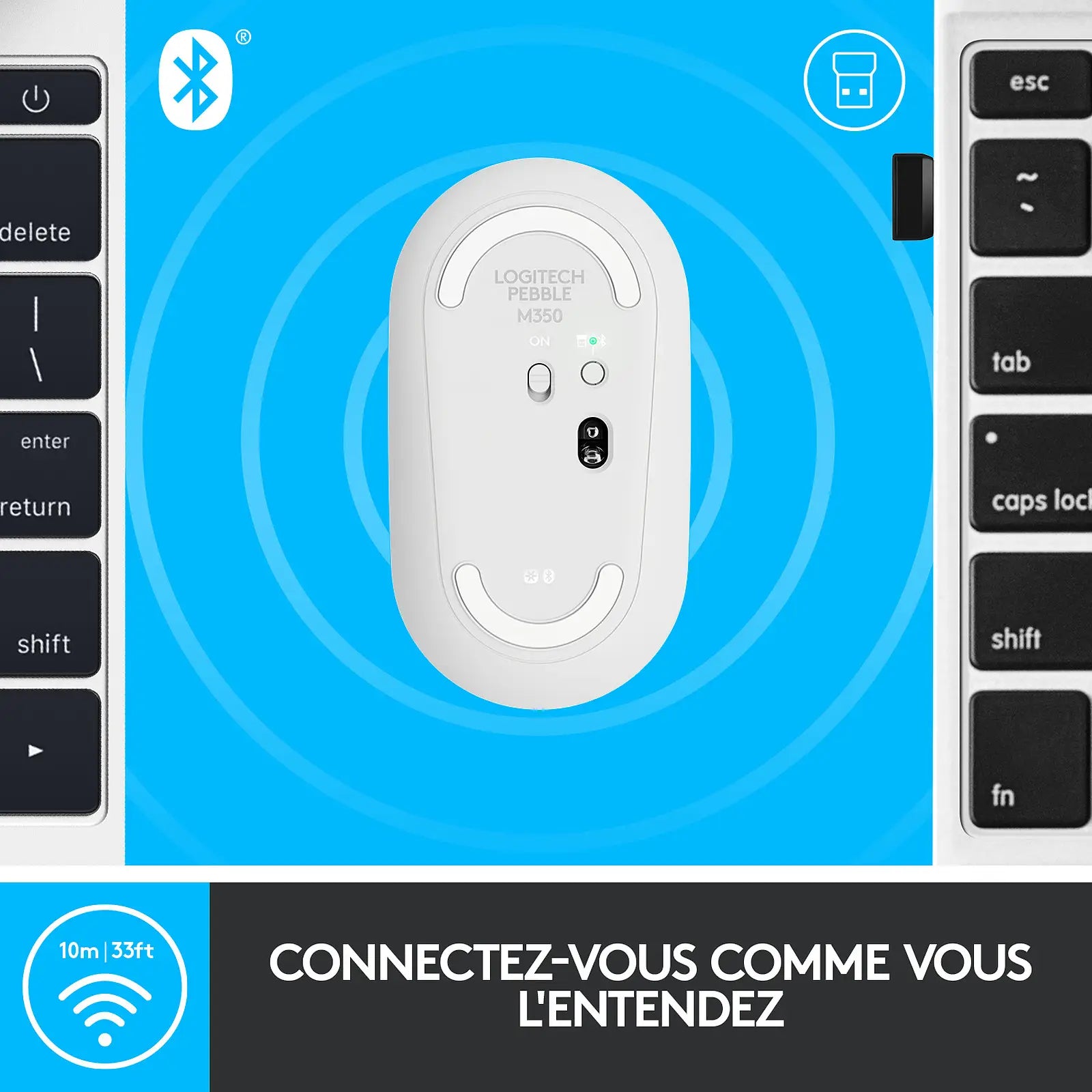 Souris sans fil Logitech Pebble M350 Blanc cassé (910-005716)